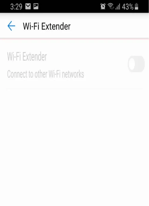 HiLink Wi-Fi Extender screen with the switch to connect to other Wi-Fi networks