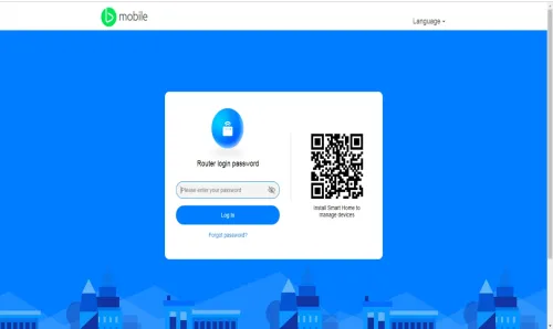 MiFi web manager sign-in page with a router password field and a Log In button
