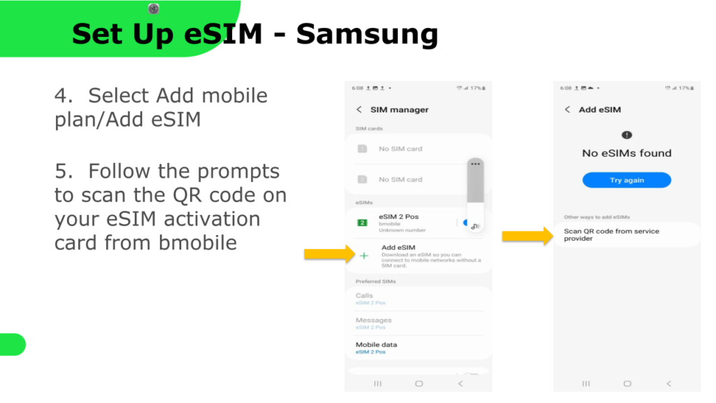 eSIM Setup on Devices Bmobile